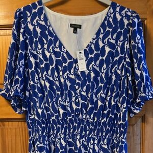 Blue and White Patterned Dress